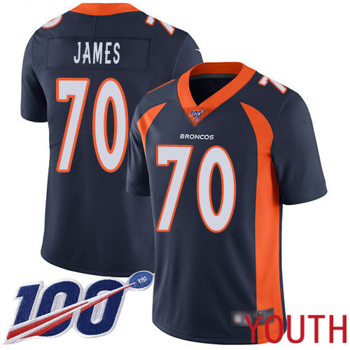 Youth Denver Broncos 70 Ja Wuan James Navy Blue Alternate Vapor Untouchable Limited Player 100th Season Football NFL Jersey
